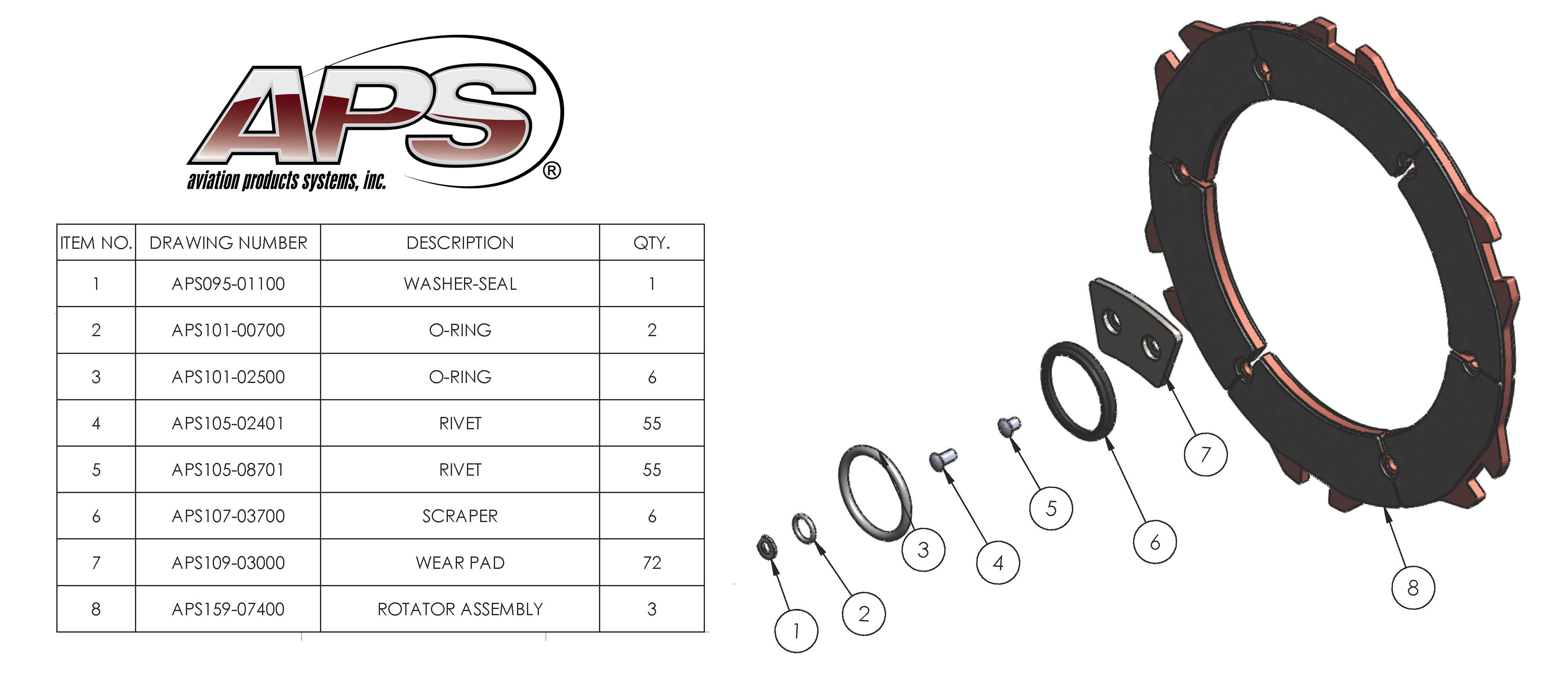 APS199-575A Brake Overhaul Kit